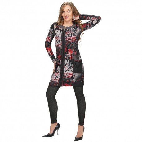 S'Quise Paris: Urban Graffiti Zip Up Tunic