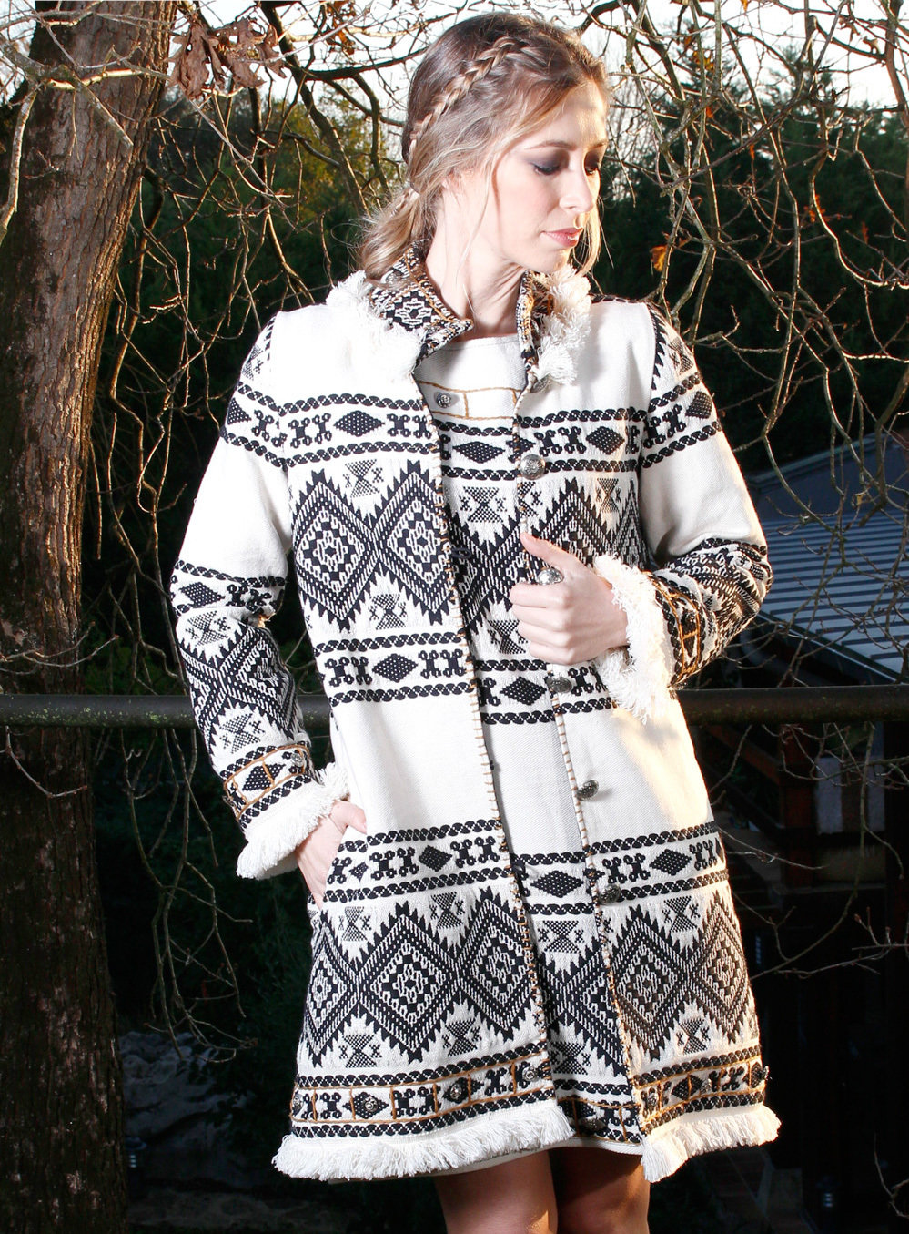 Savage Culture: Pearl Fringe Long Coat Lily SAVAGE_33201