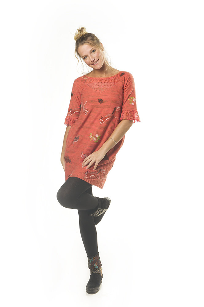 Savage Culture: Pink Orange Dragon Fly Fit & Flare Dress Cecile