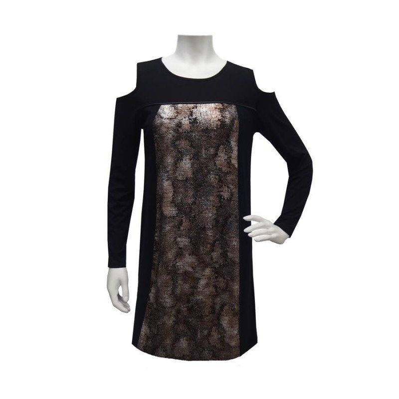 Maloka: Champagne Gloss Cold Shoulder Dress (2 Left!)