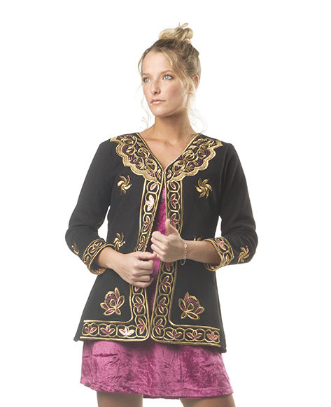 Savage Culture: Pink Lotus Embroidered Wool Jacket Sandra SAVAGE_33340