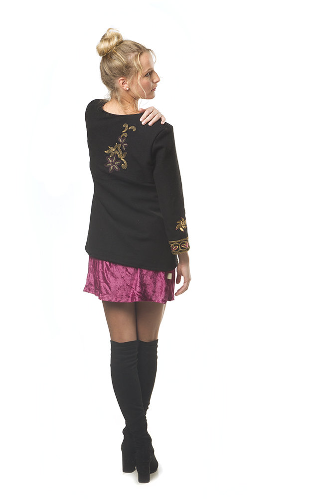 Savage Culture: Pink Lotus Embroidered Wool Jacket Sandra