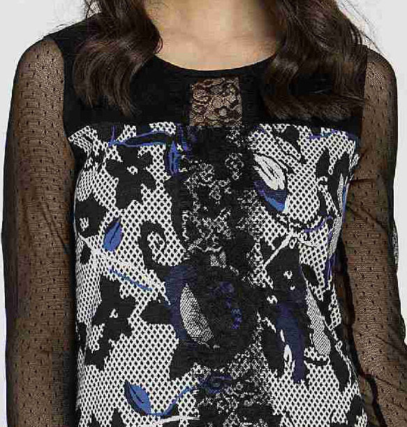 Maloka: Jacquard Flower Mixed Media Dress