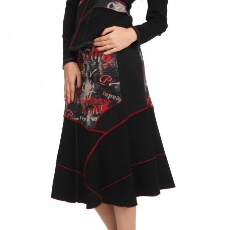S'Quise Paris: Lipstick Letter Patchwork Midi Skirt SQ_6103