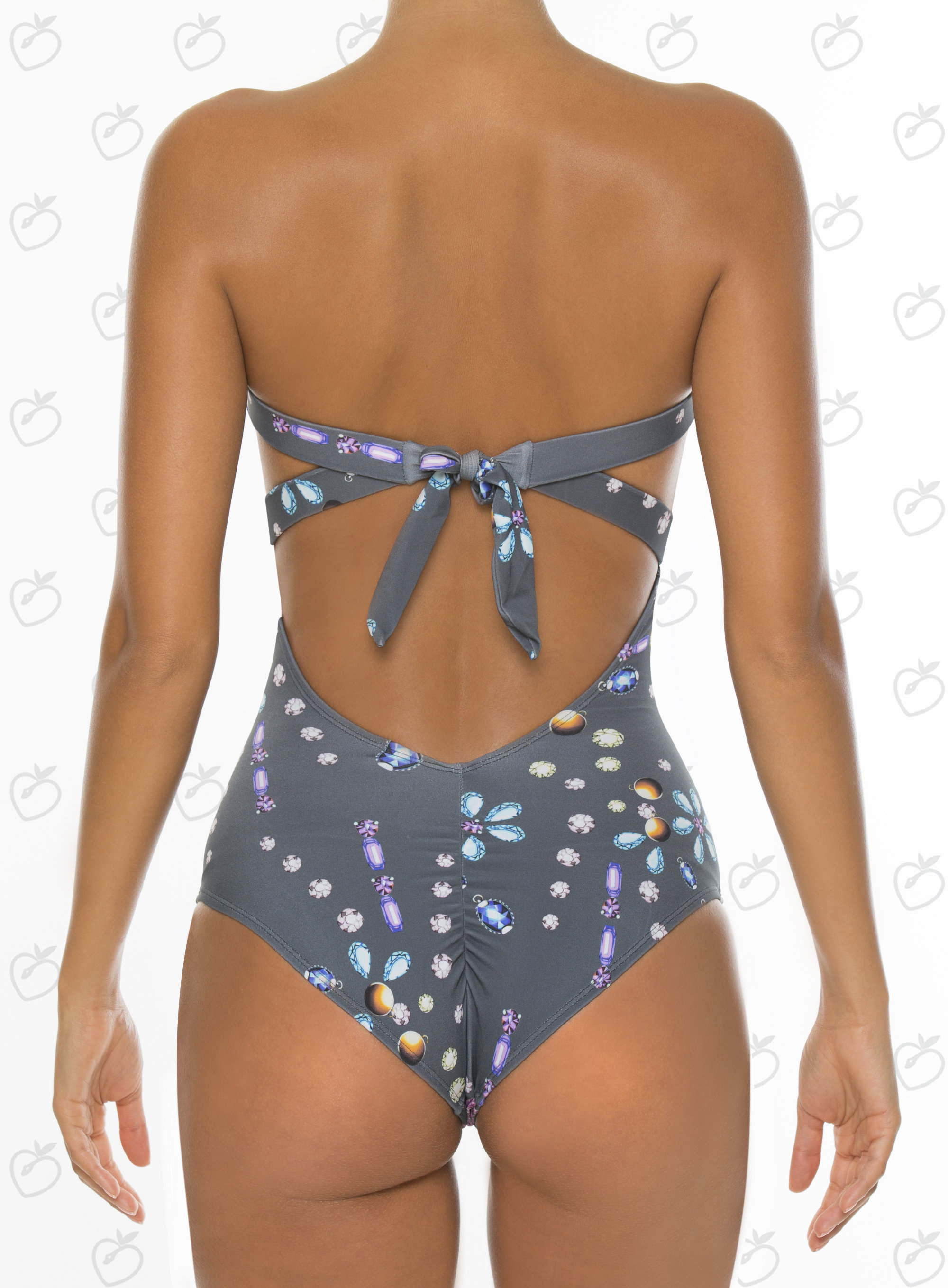 Paradizia Swimwear: Bejeweled Hummingbird Plunge One-Piece Swimsuit