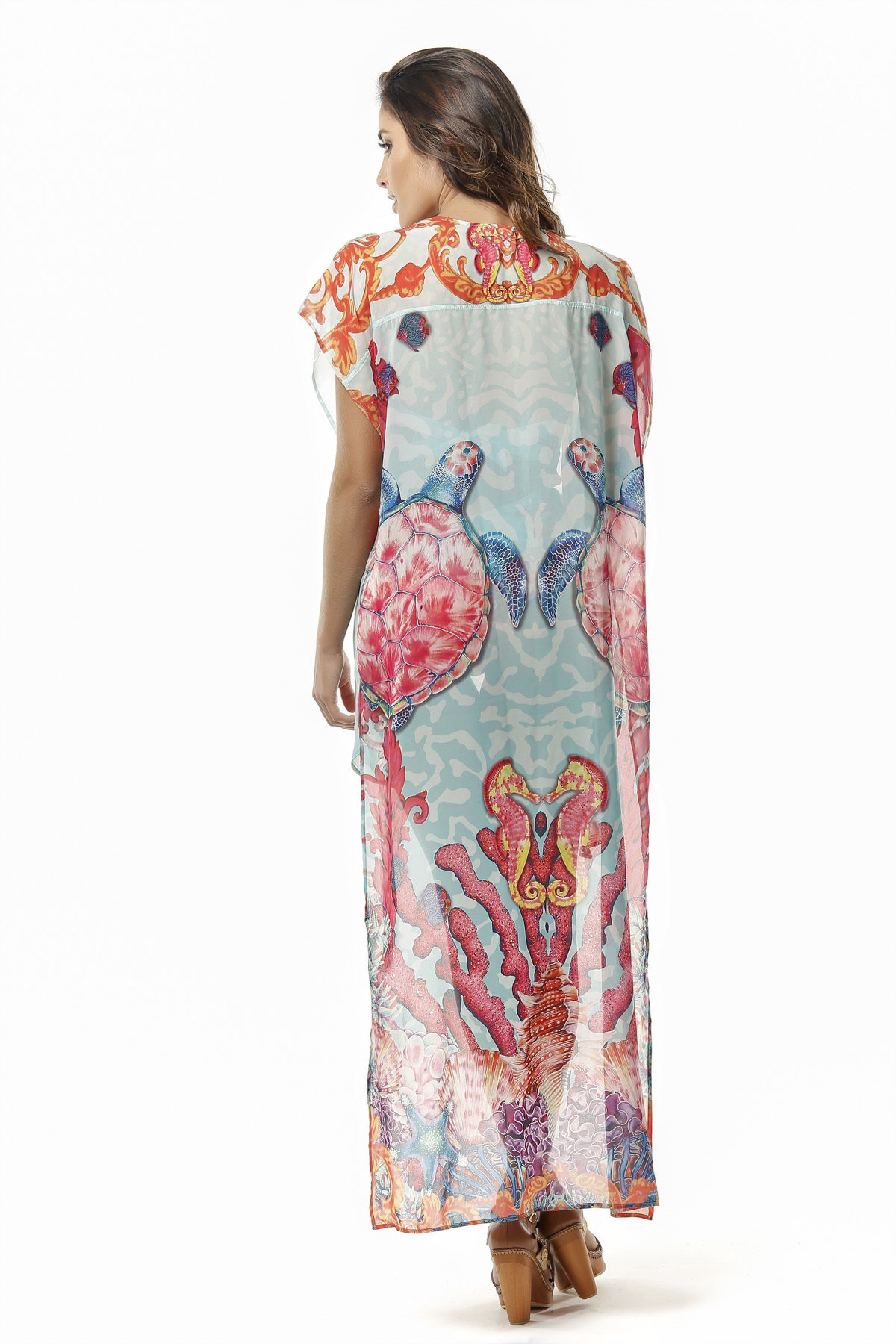 Paradizia Swimwear: Pink Coral Oceania High Low Cover-Up