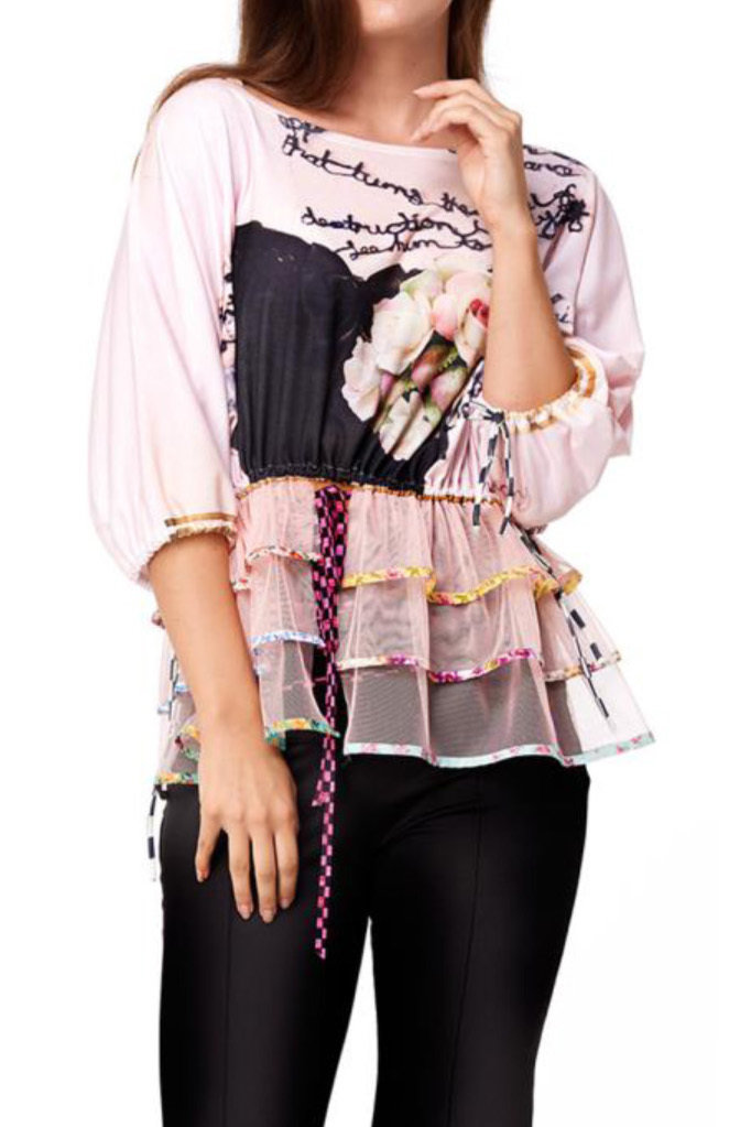 IPNG: Magical Tea Kettle Ruffled Illusion Top (1 Left in Black, Ships Immed!)