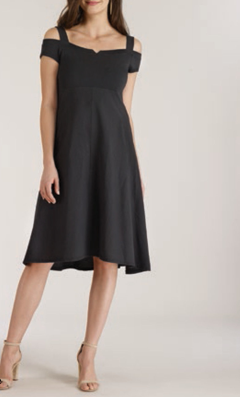 Luna Luz: Elegant Capped Cold Shoulder A-line Dress (Many Colors, NEW SS19 and some Ship Immed!) LL_3373