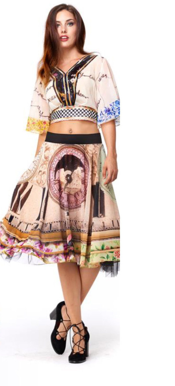 IPNG: Blooming Patchwork Inscripted Illusion Kimono Chiffon Crop Top (Some Ship Immed!)