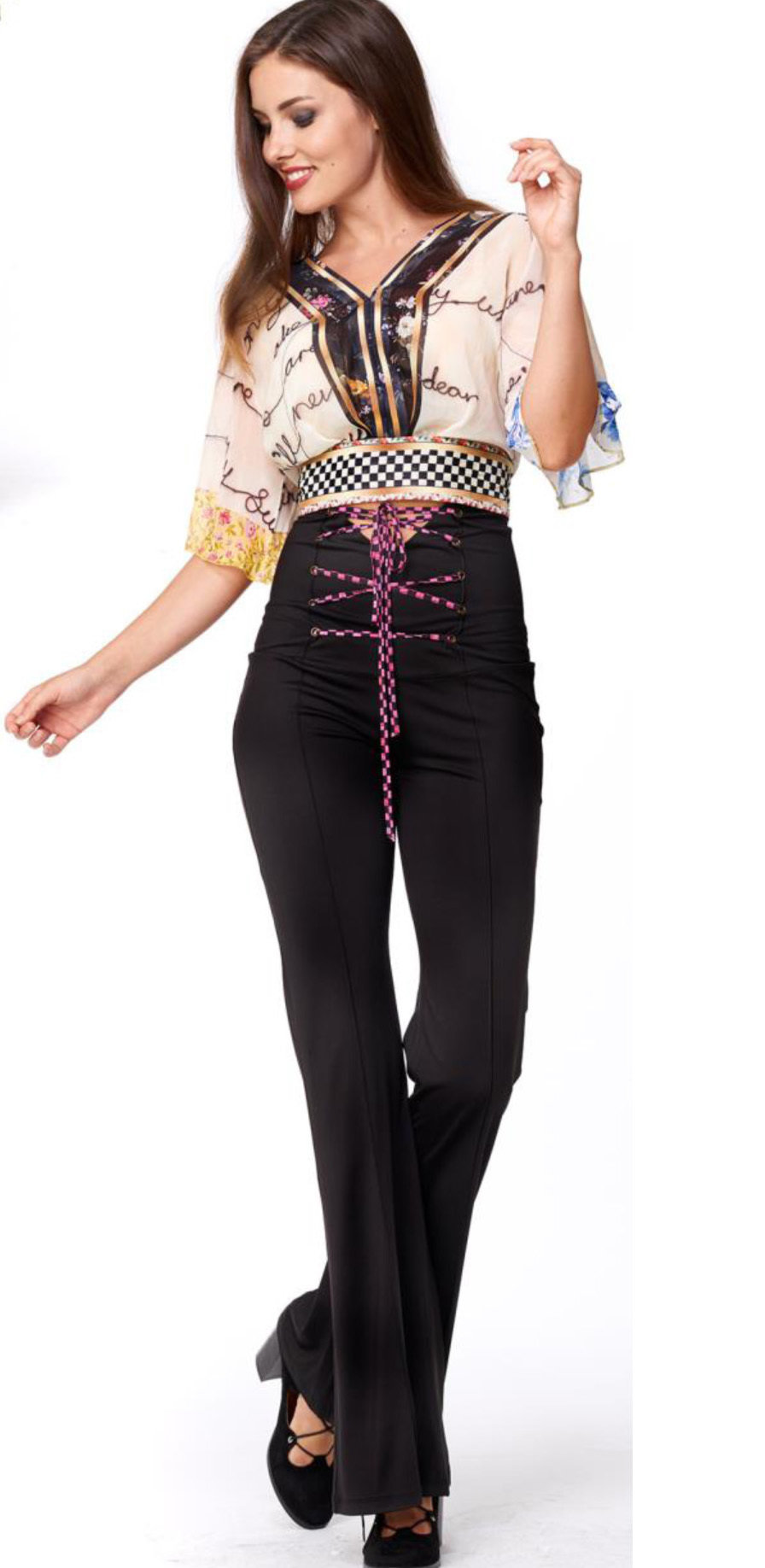 IPNG: Blooming Patchwork Inscripted Illusion Kimono Chiffon Crop Top (Some Ship Immed!)