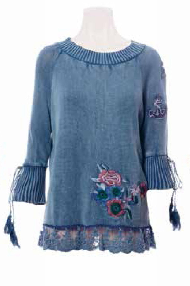 Savage Culture: Denim Roses Of Capri Cotton Tunic