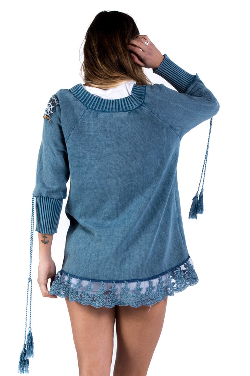 Savage Culture: Denim Roses Of Capri Cotton Tunic