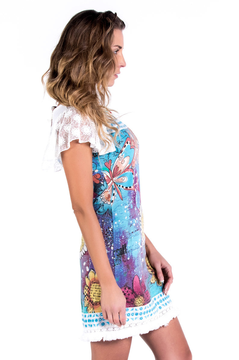 Savage Culture: Twinkle Little Star Sleeve Cotton Midi Dress Amalfi