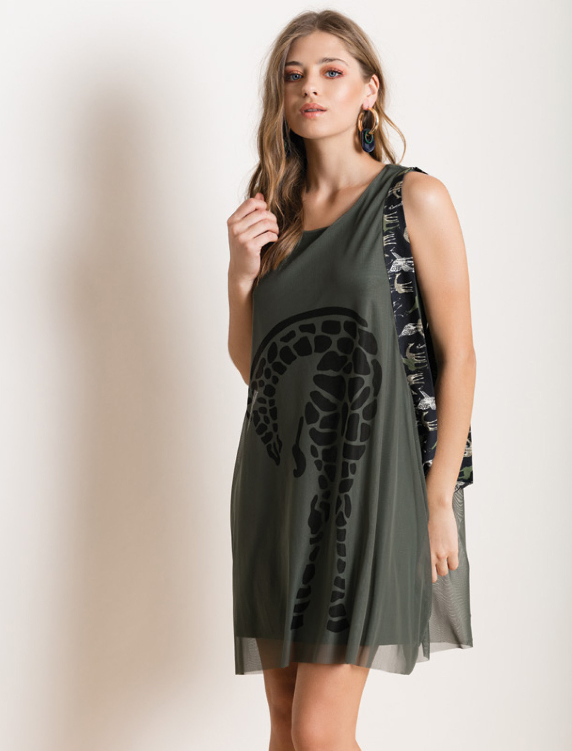 Maloka: Very Sexy Olive Martini Imprints Babydoll Dress/Tunic (Few Left!) MK_GOIA