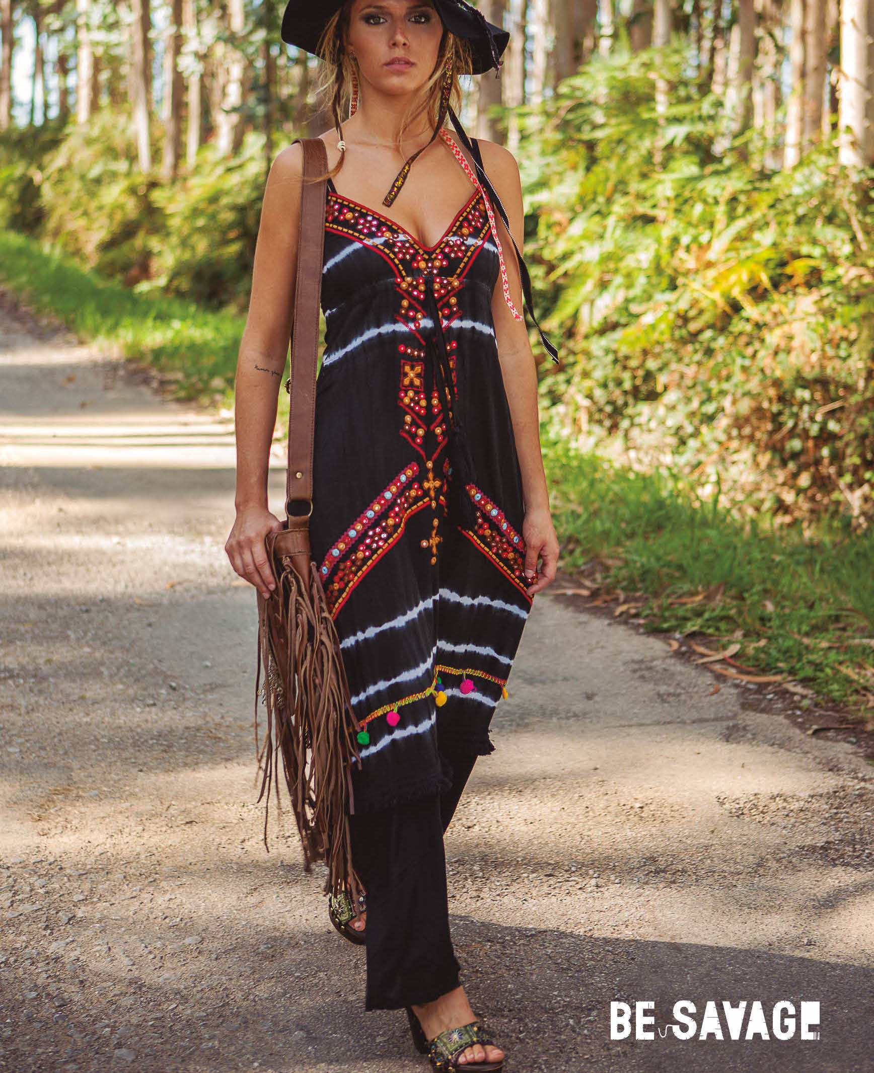 Savage Culture: Sweetheart Fringed Fit & Flare Maxi Dress Portofino II SAVAGE_34131