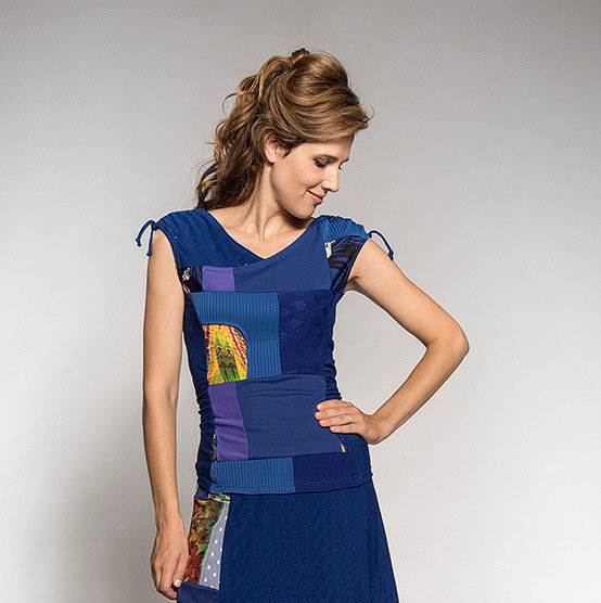Myco Anna: Pretty In Patchwork Ruched & Tied Top (2 Left!) MA_IRIS_C3_N1