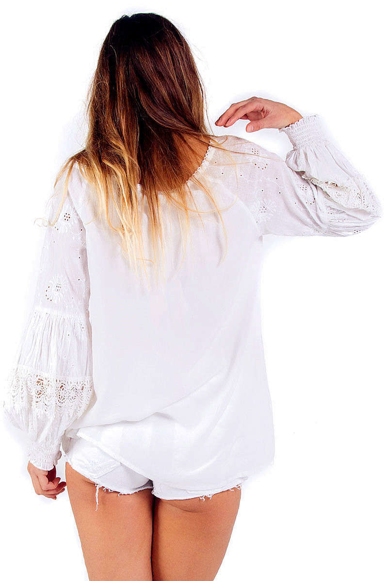 Savage Culture: Rosette Patchwork Peasant Cotton Tunic Capri