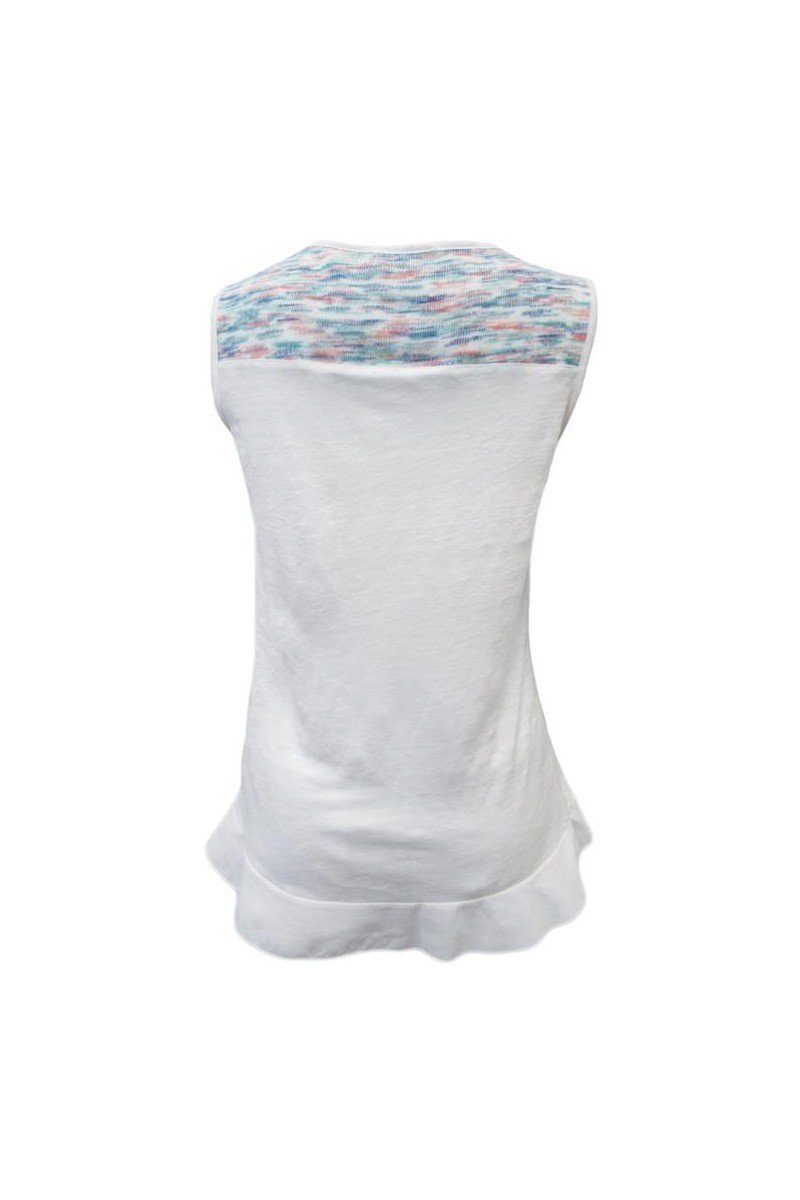 Maloka: Snowy Sky Asymmetrical Ruffled Hem Linen Tunic