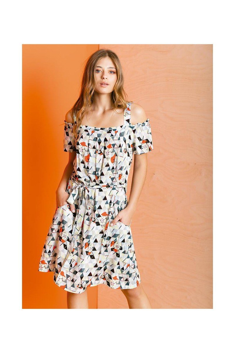 Maloka: Cold Shoulder Daisy Diamond Midi Sundress MK_CLARA