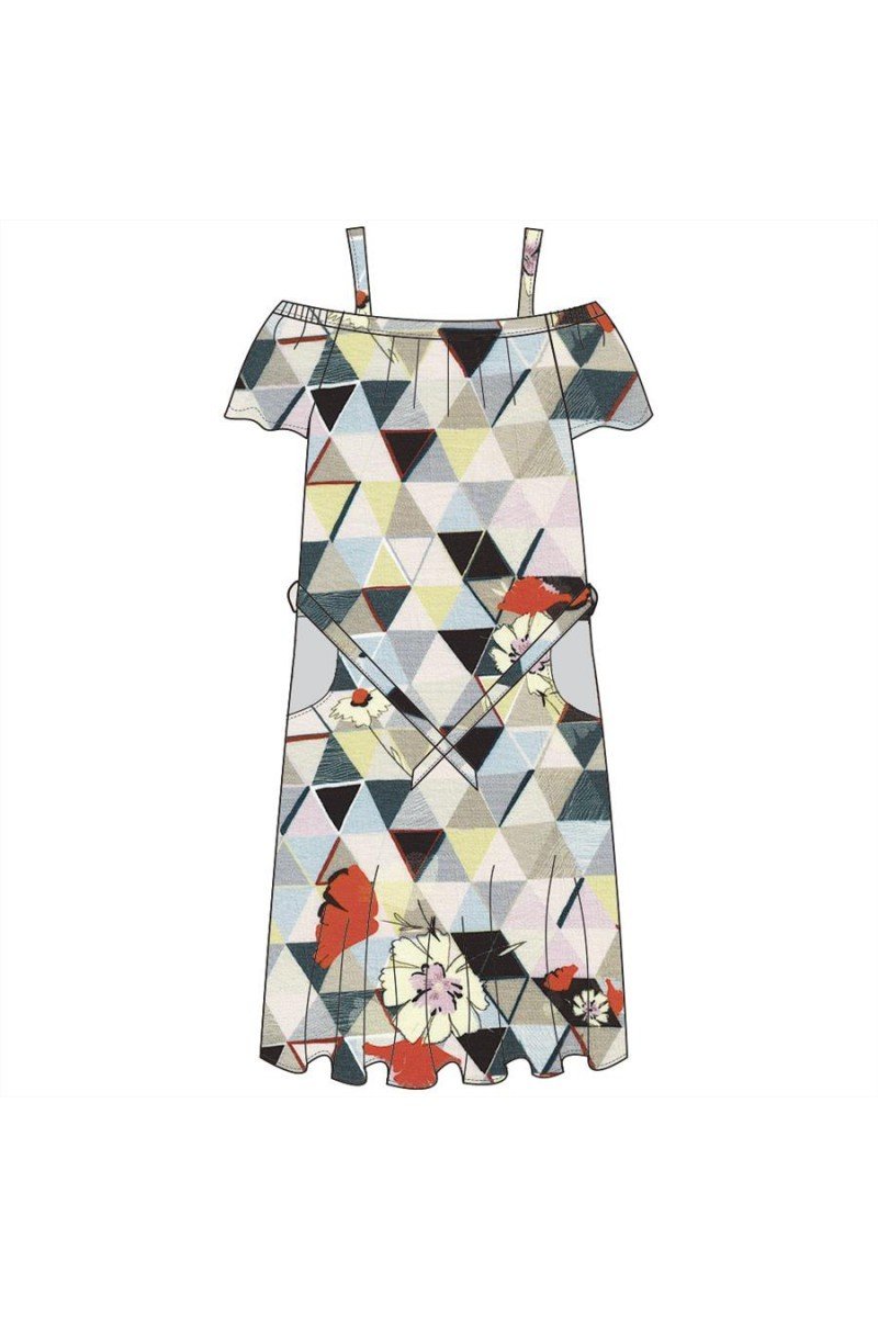 Maloka: Cold Shoulder Daisy Diamond Midi Sundress