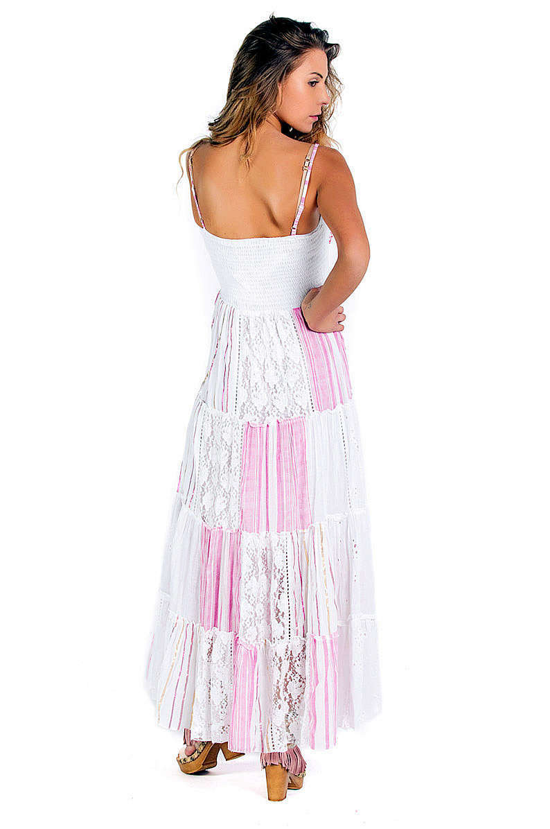 Savage Culture: Fuchsia Daisies Embroidered Maxi Dress