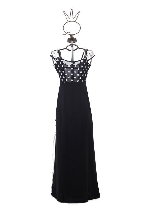 Save The Queen: Embroidered Daisies Tuxedo Tulle Long Dress