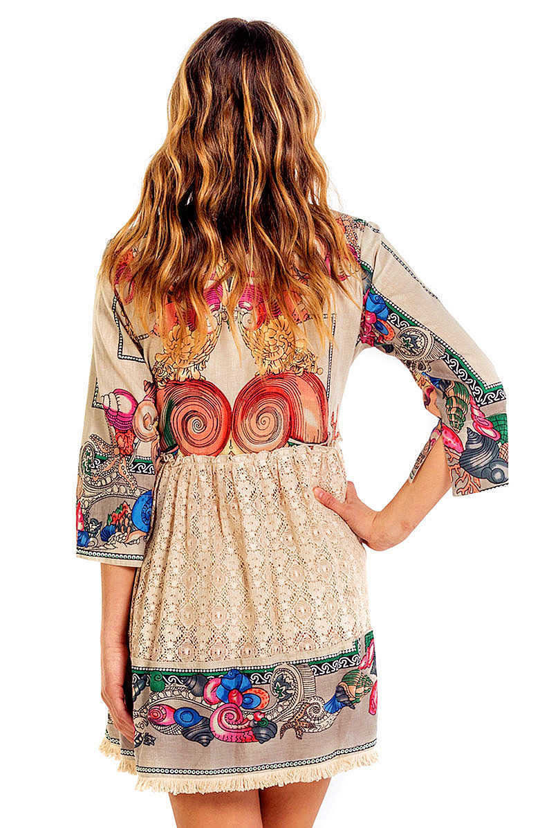 Savage Culture: Pink Coral Bodice Arabesque Mini Sundress/Tunic