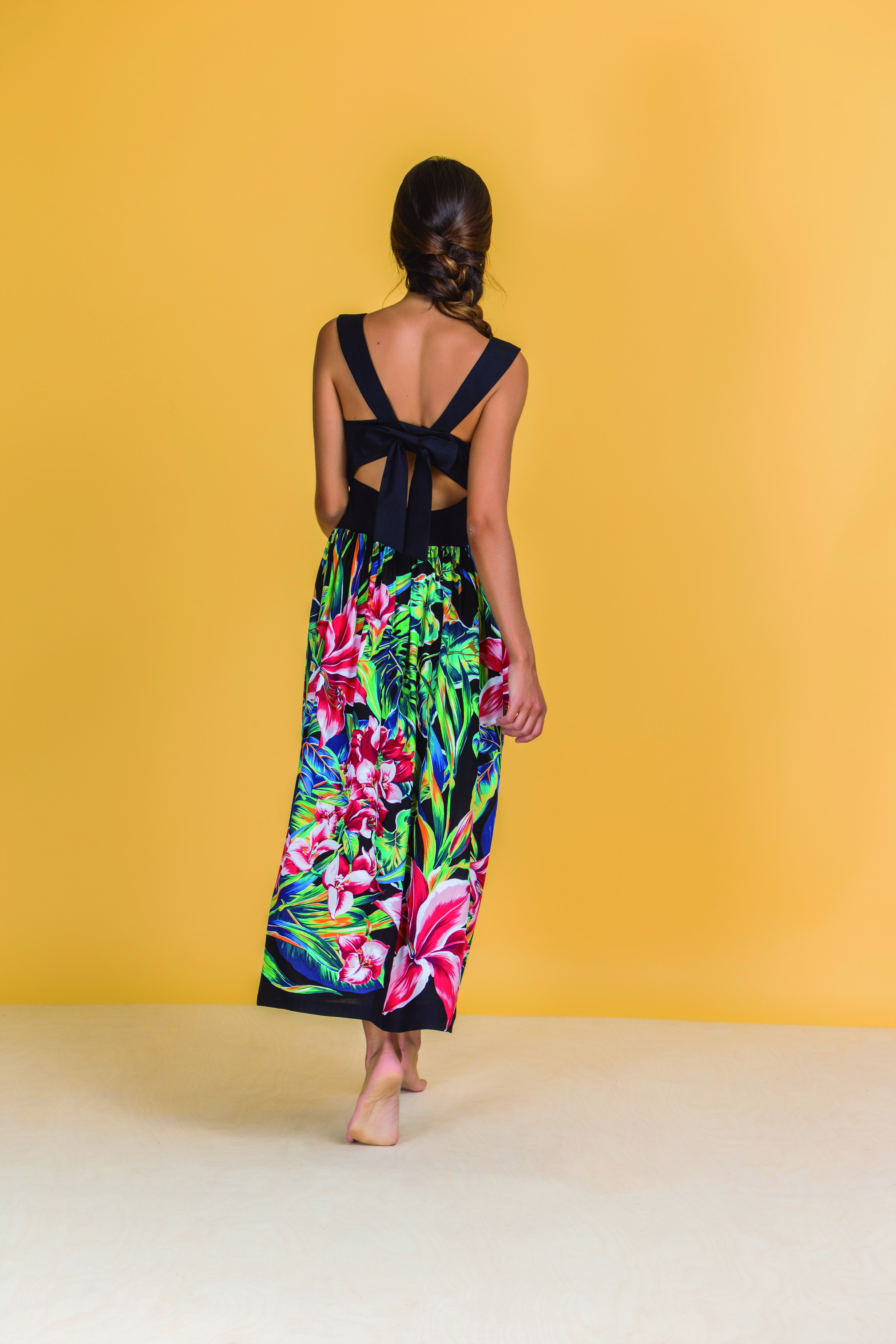 Paul Brial: Pleated Bow Back Cutout Maxi Dress (Few Left!) PB_AMARYLIS_N