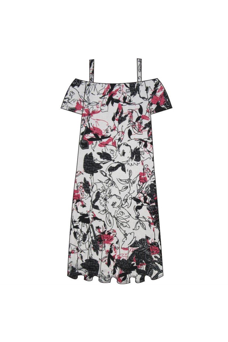 Maloka: Hot Pink Fantasy Cold Shoulder Midi Dress