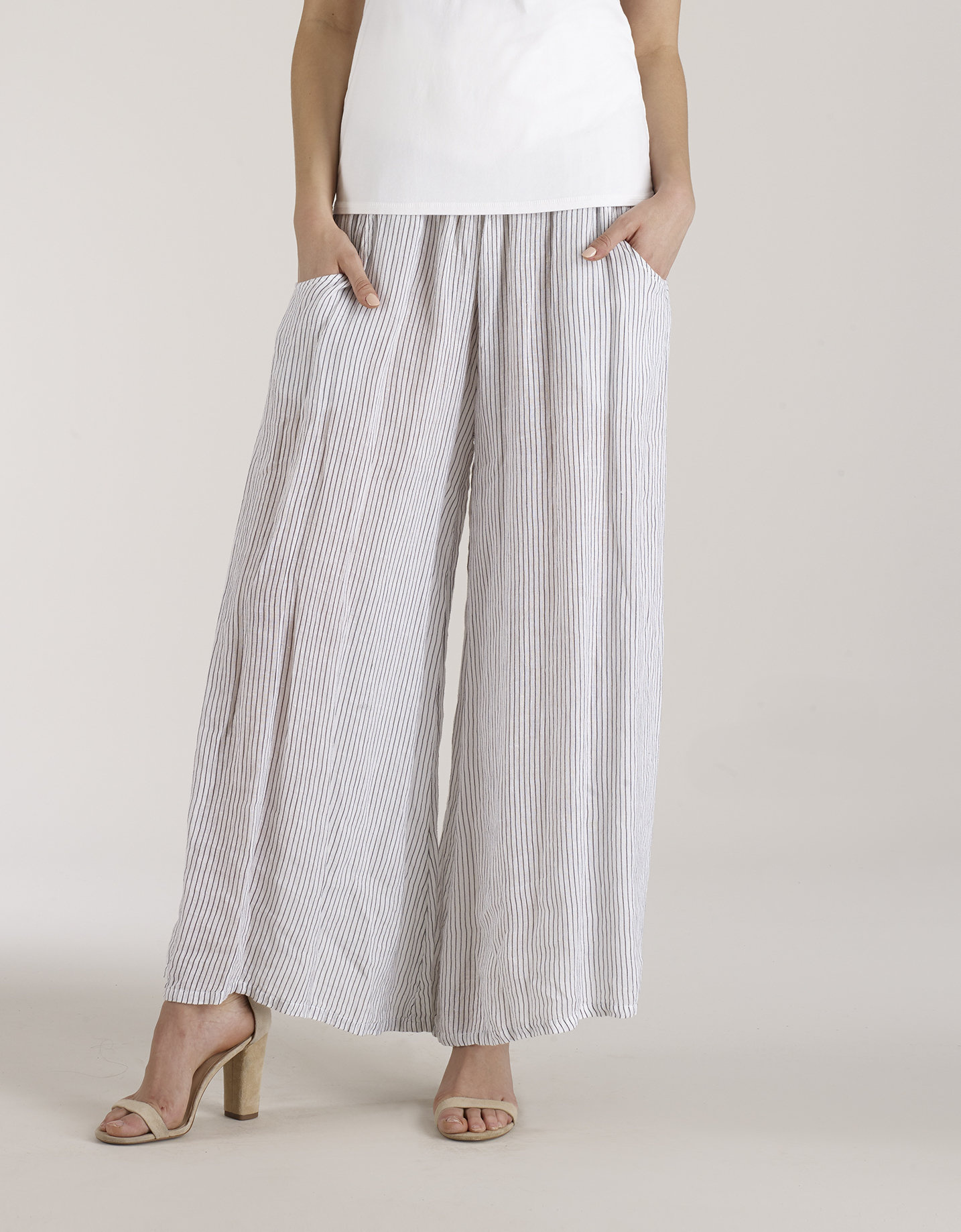 Luna Luz: Stripe Wide Leg Linen Pant (Ship Immed, 1 Left!) LL_D733_N