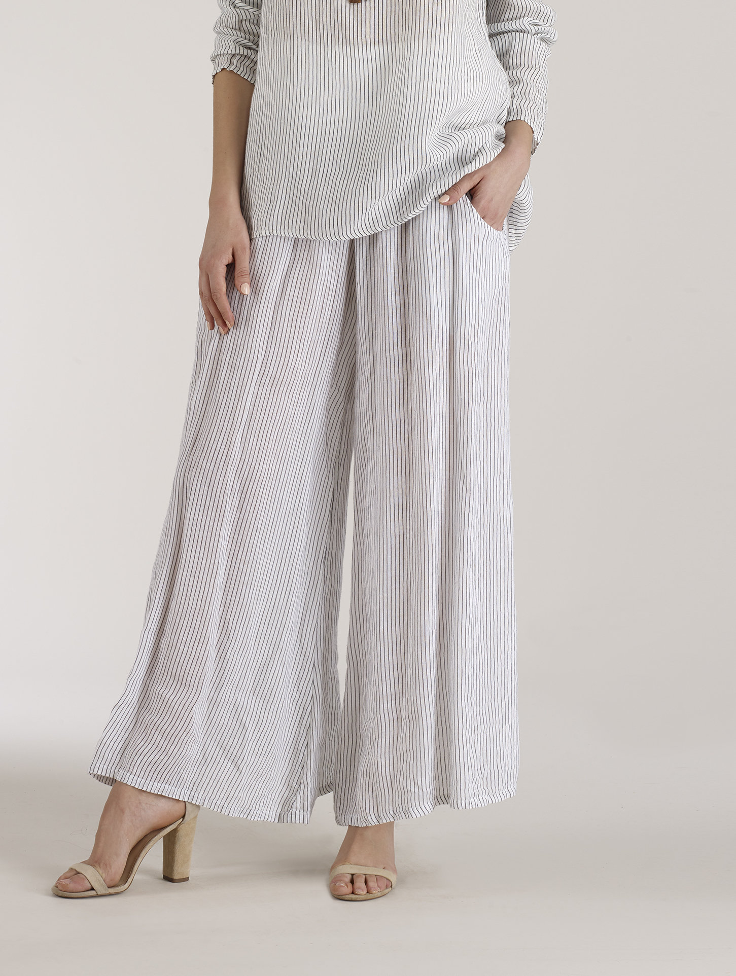 Luna Luz: Stripe Wide Leg Linen Pant (Ship Immed, 1 Left!)