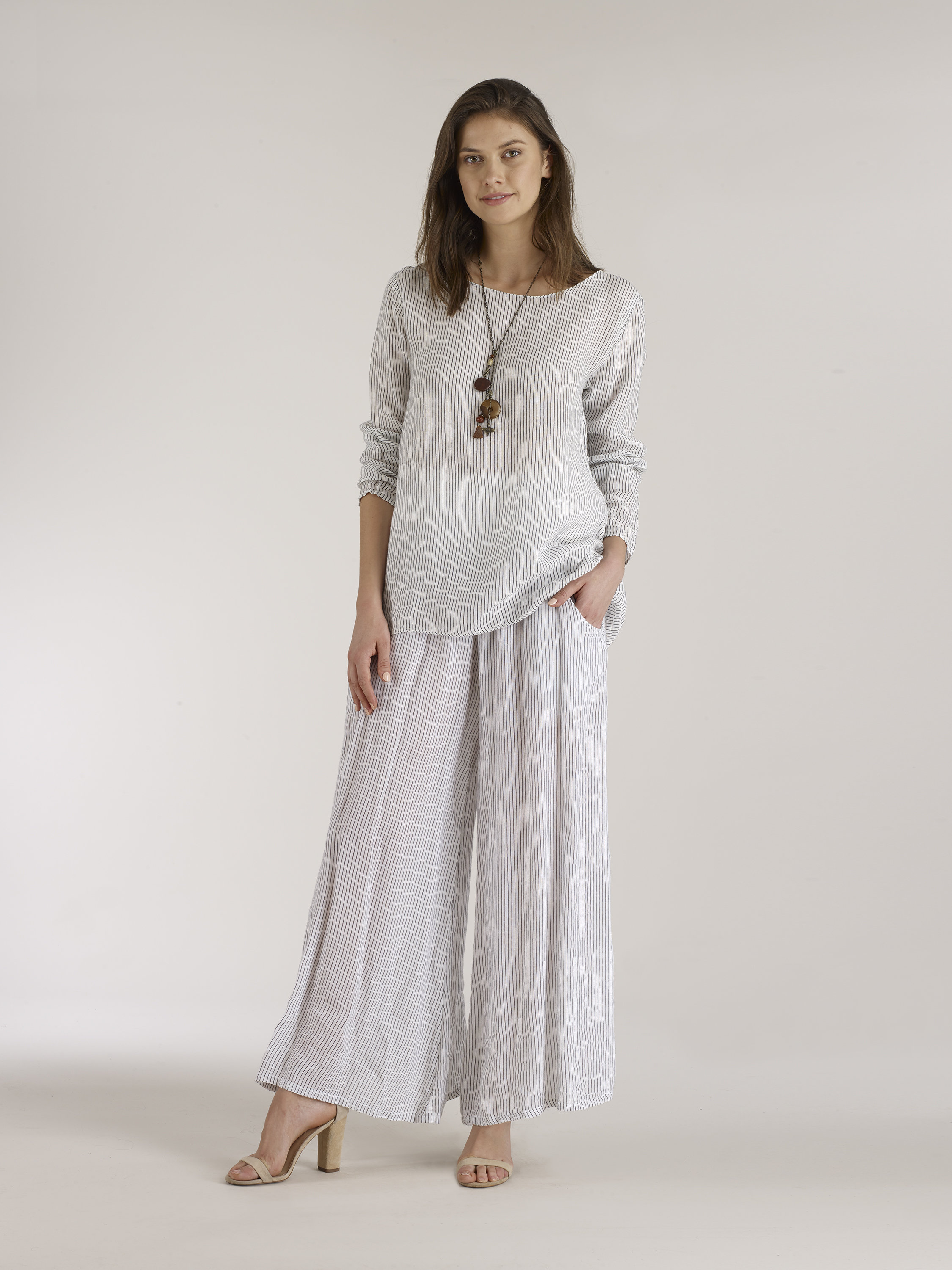 Luna Luz: Stripe Wide Leg Linen Pant (Ship Immed, 1 Left!)