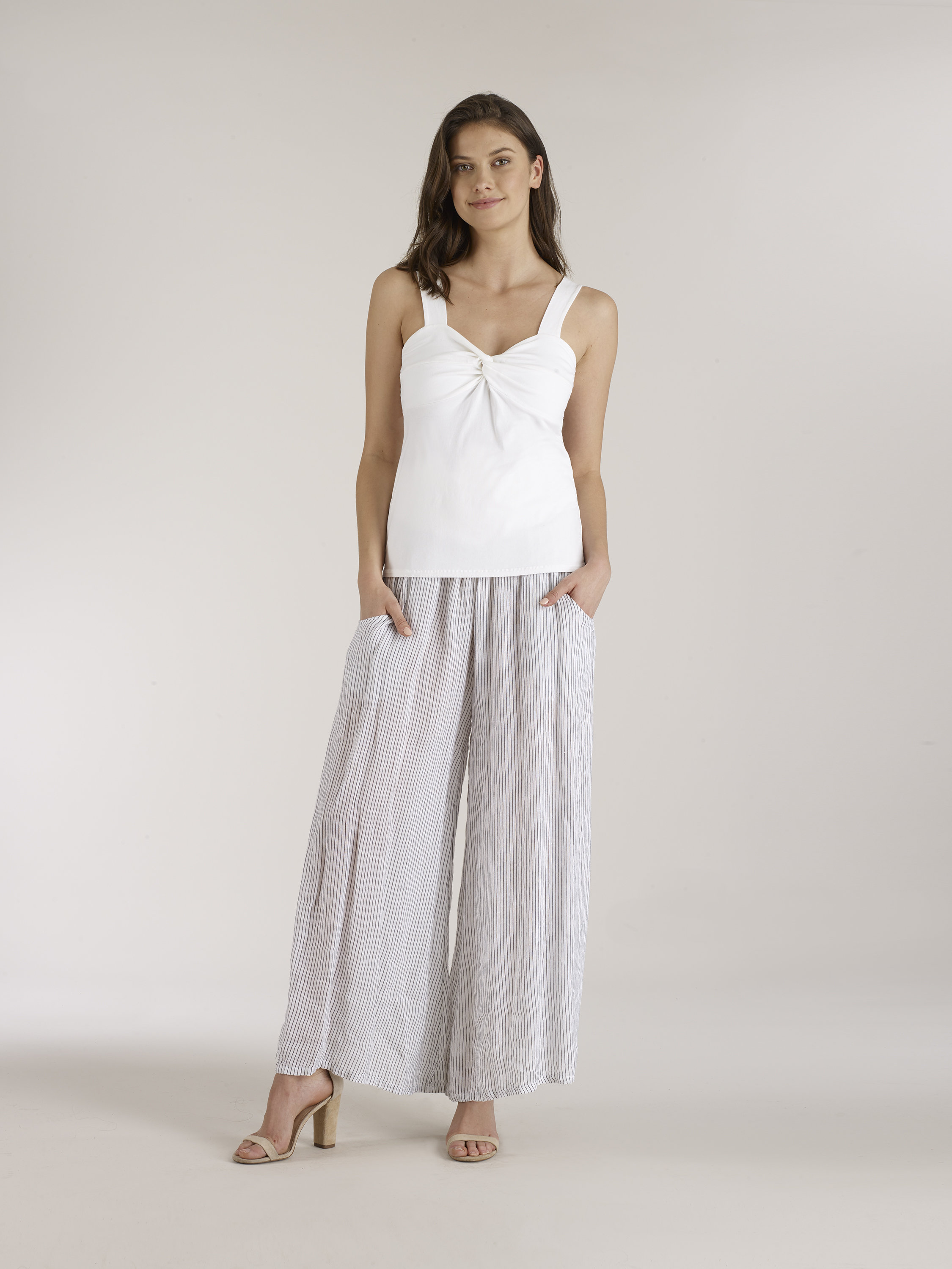 Luna Luz: Stripe Wide Leg Linen Pant (Ship Immed, 1 Left!)
