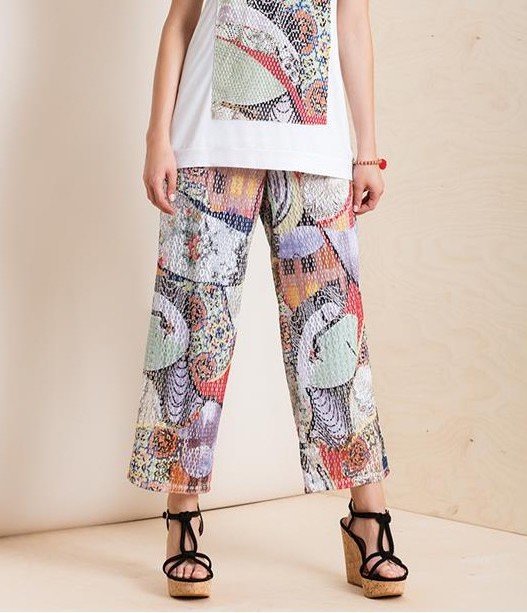 Maloka: Puzzle Abstract Wide Leg Cropped Pant MK_INCA