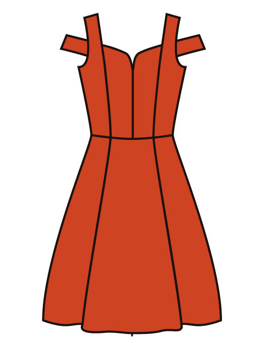 Paul Brial: Sweetheart Bodice Cold Shoulder Midi Melon Dress (More Colors!)