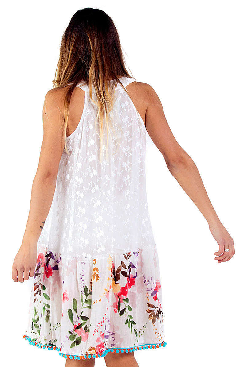 Savage Culture: Sensual Pastel Blooms Embroidered Flared Dress