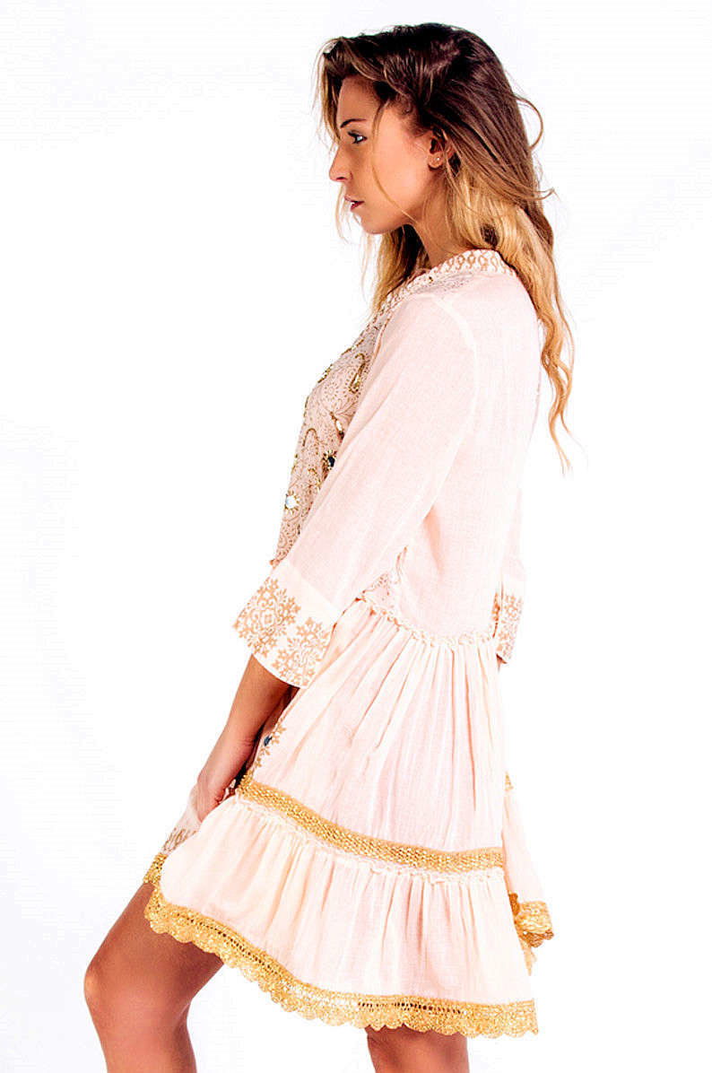 Savage Culture: Pink Pleated Arabesque T-shirt Dress Cala Portinax I
