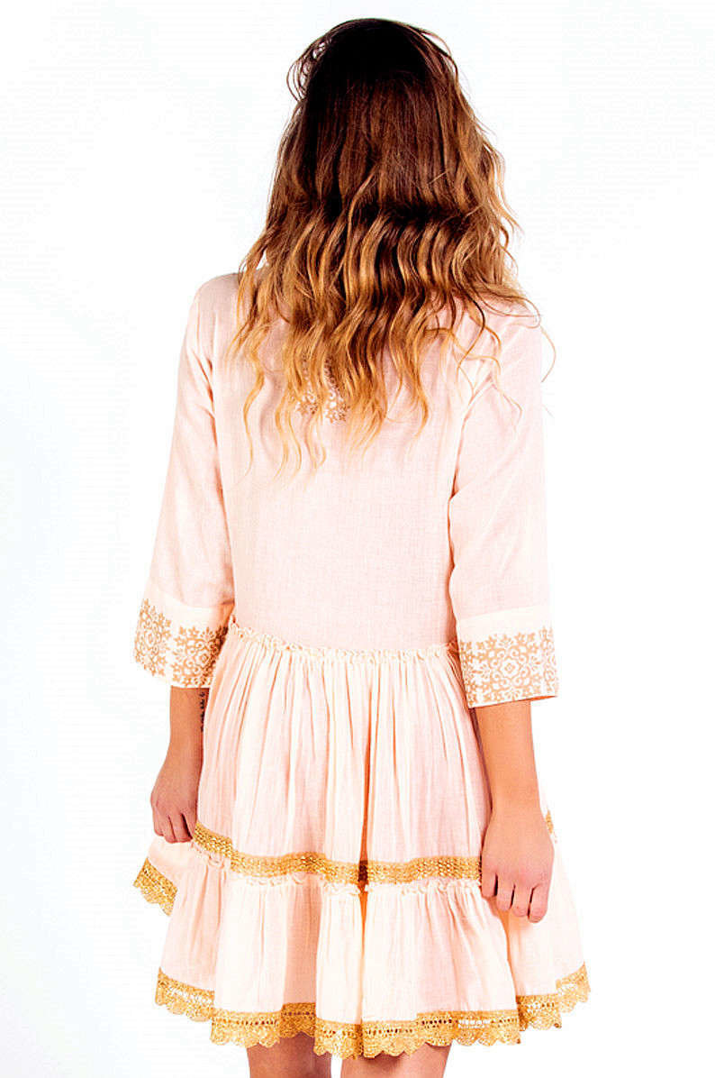 Savage Culture: Pink Pleated Arabesque T-shirt Dress Cala Portinax I
