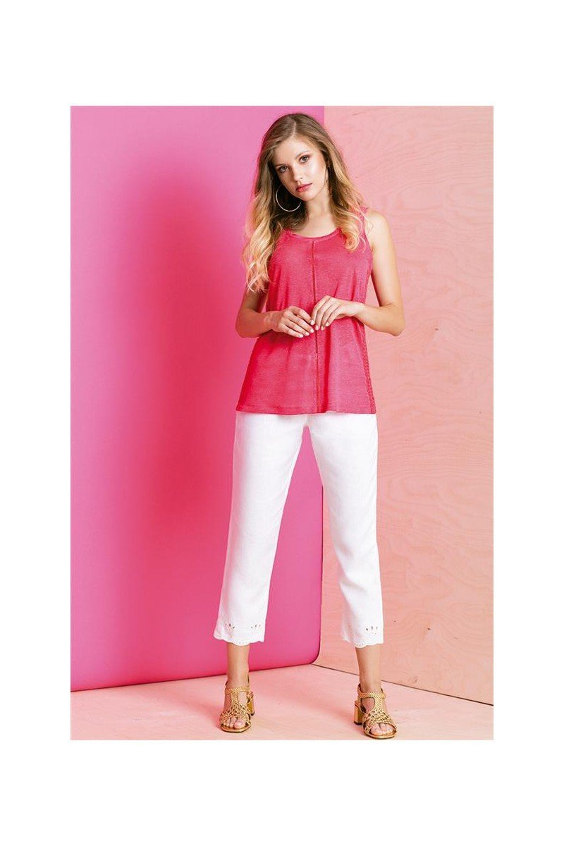 Maloka: Elegant Petal Embroidered Cropped Linen Pant (More Colors!)