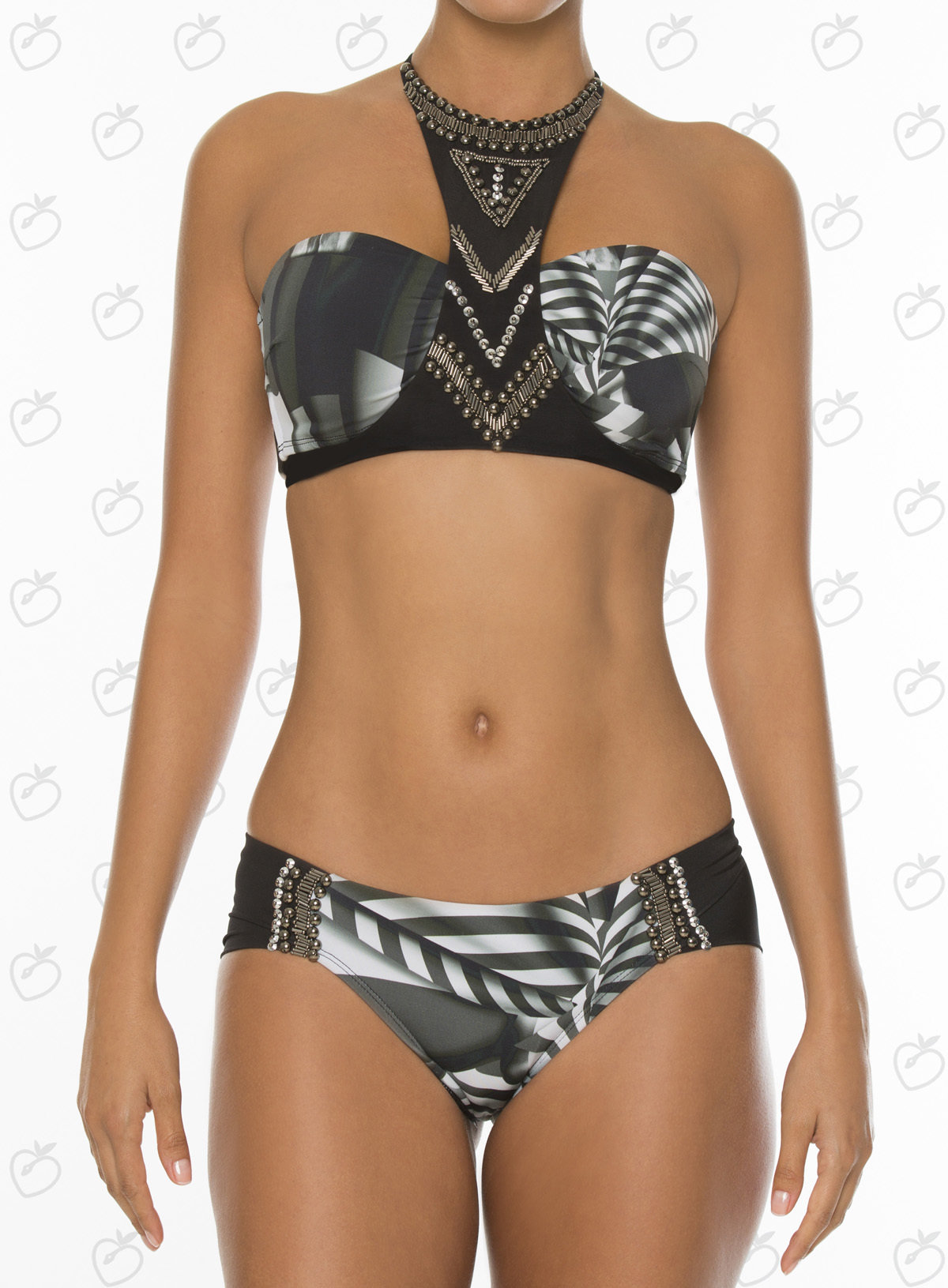 Paradizia Swimwear: Black Onyx Cutout Bikini Top (Shown with Matching Onyx Bottoms!)