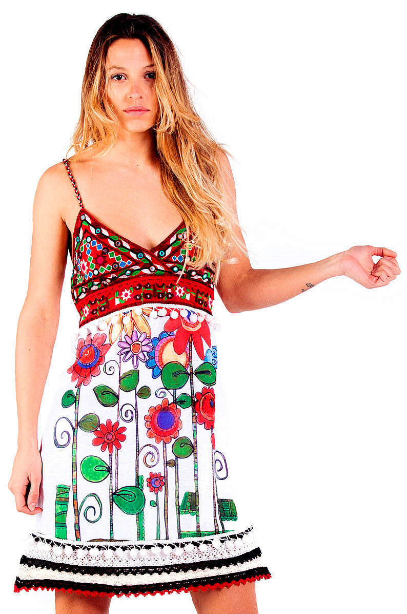 Savage Culture: Red Sunflower Bodice Dress Sorrento