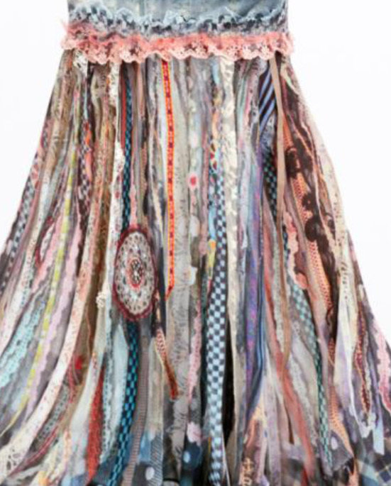 IPNG: Antique Jewels Ribboned Lace Illusion Mermaid Gown Skirt (Ships Immed in S/M!)
