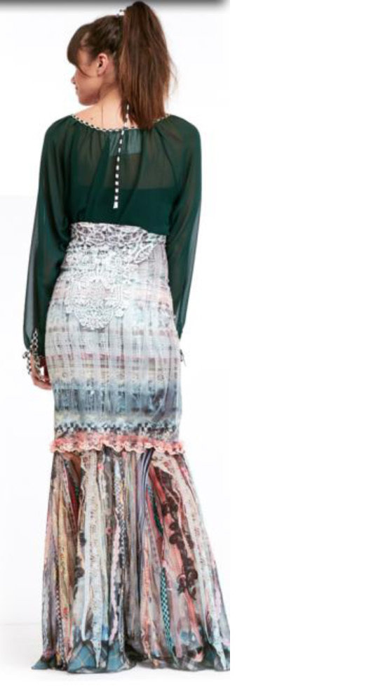IPNG: Antique Jewels Ribboned Lace Illusion Mermaid Gown Skirt (Ships Immed in S/M!)