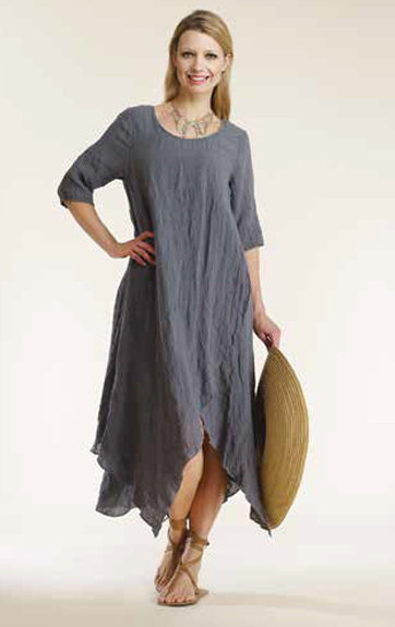 Luna Luz: Linen Gauze Swing Faux Wrap Dress (Few Left, Ships Immed!) LL_784