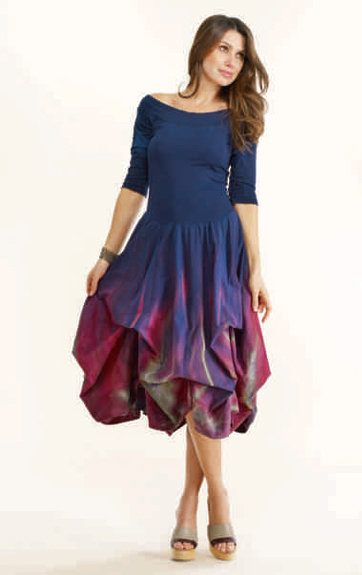 Luna Luz: Enchanting Feather Tied & Dyed Dress (Ships Immed in Rose & Black!) LL_93TF_N