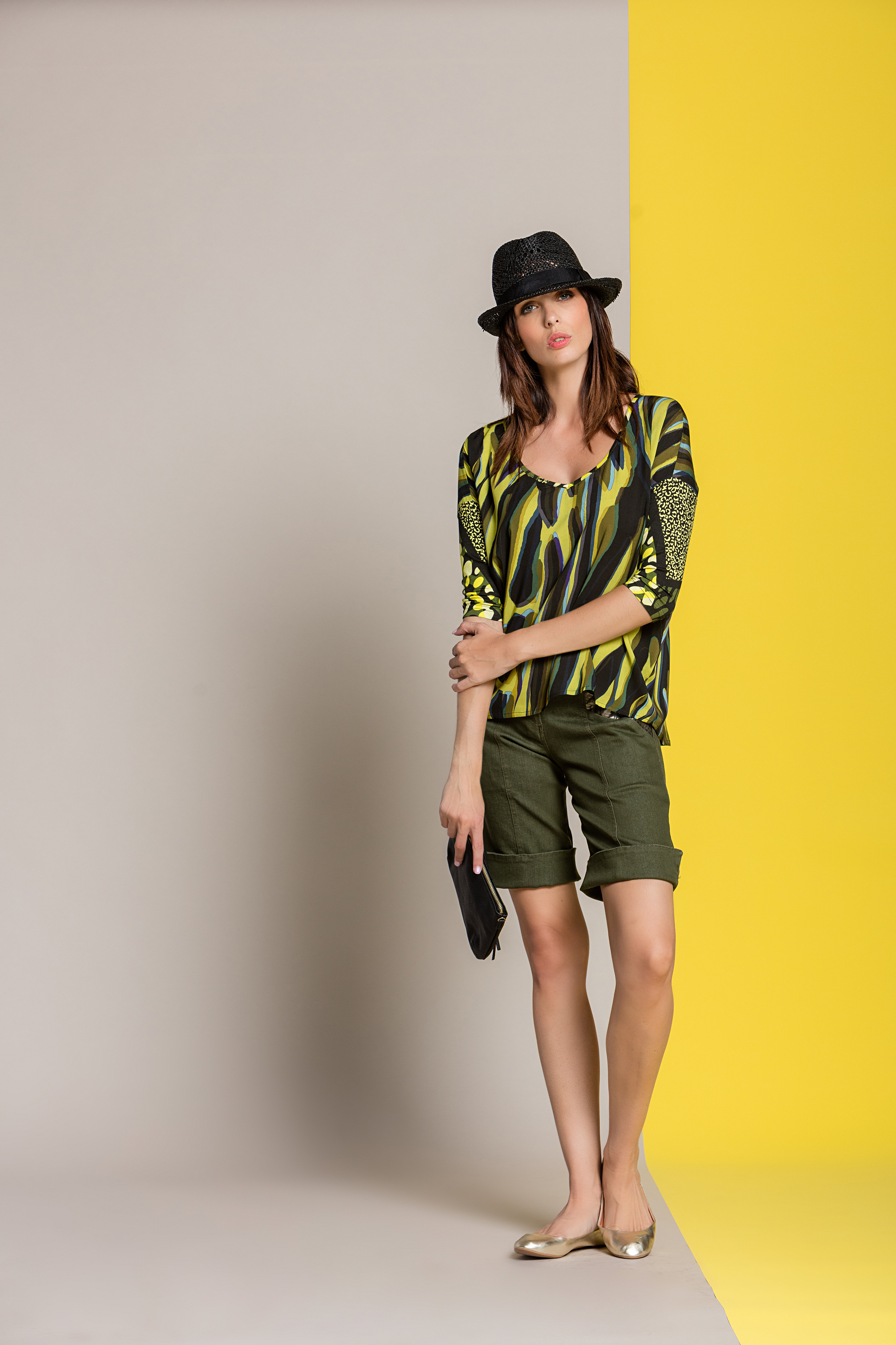 Paul Brial: Olive Martini Colorblock Asymmetrical Tunic