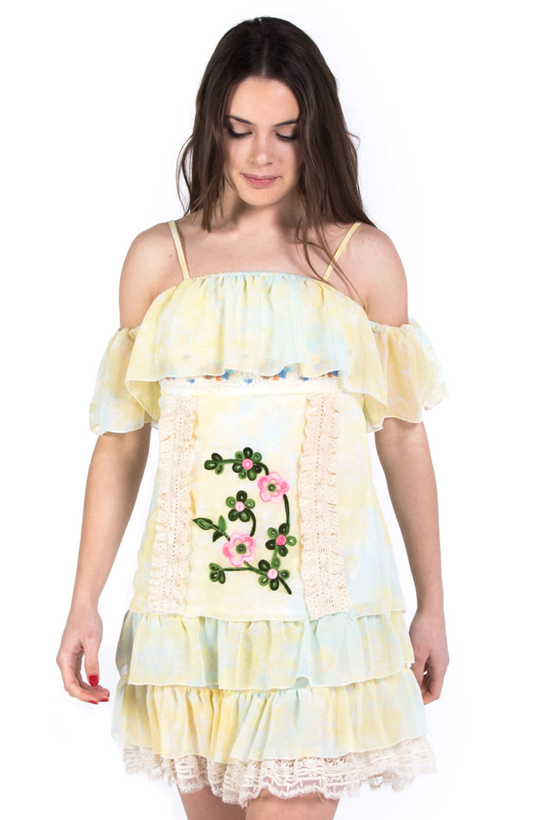 Savage Culture: So Sweet Cold Shoulder Ruffled Baby Doll Petal Dress Sicilia SAVAGE_34060