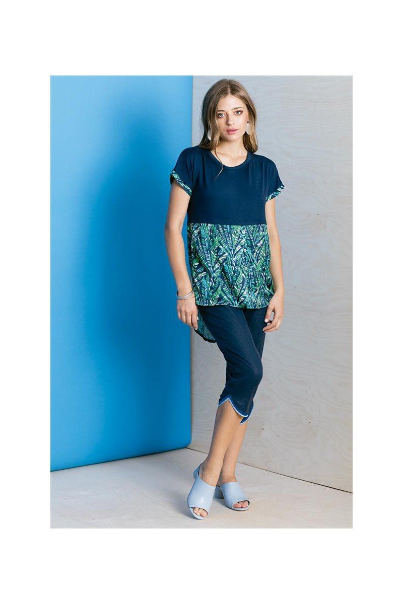 Maloka: Petal Hem Cropped Linen Denim Pant