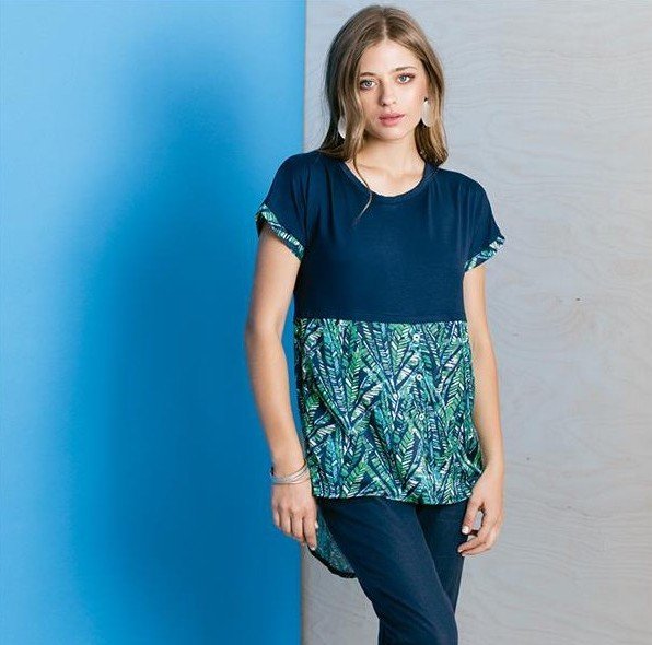 Maloka: Palm Tree Mixed Media High Low Tunic MK_HALEY