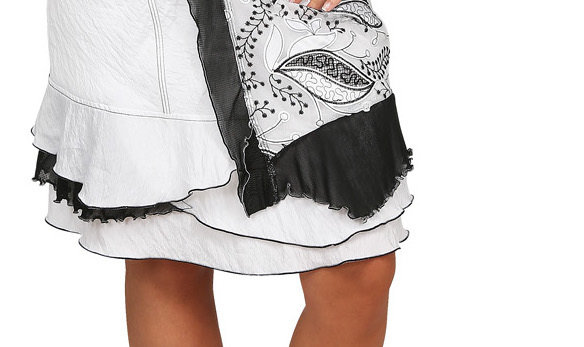 S'Quise Paris: Cupcake Arabesque Print Peek-A-Boo Crinkled Midi Dress